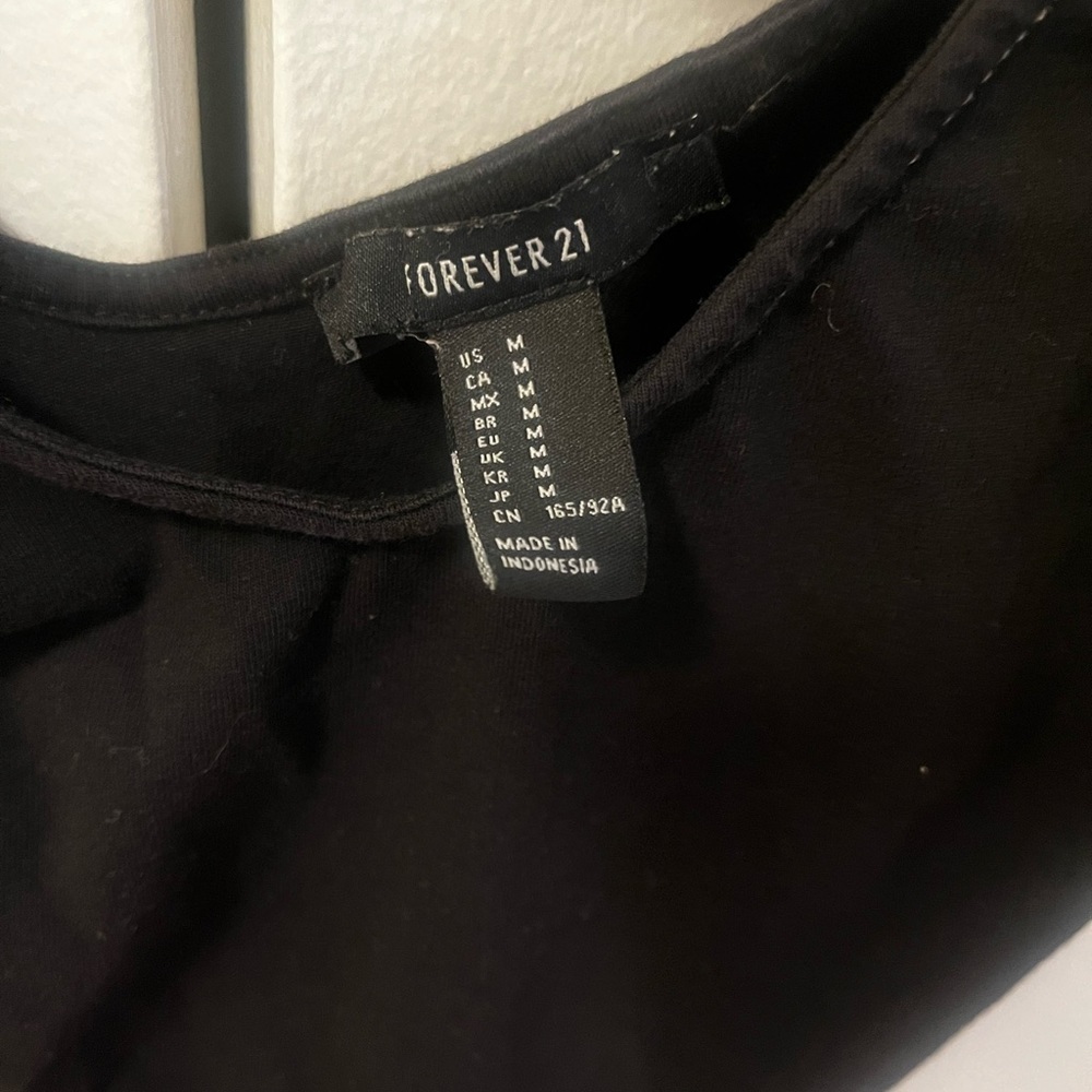 3/$15 Forever 21 black tie shoulder strap bodysuit - Picture 3 of 5
